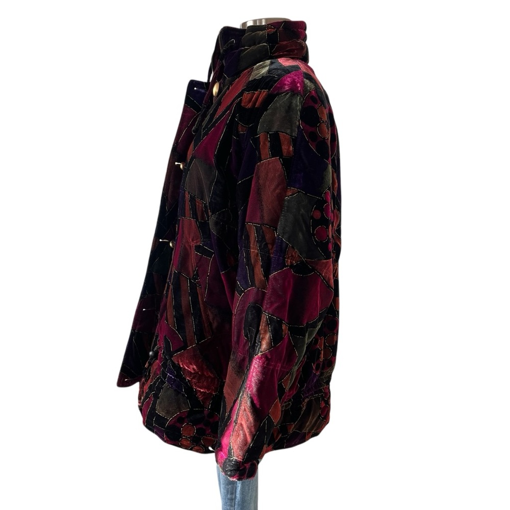 Vintage velvet Mulberry Street insulated winter coat M multicolor jewel tones - Picture 3 of 16